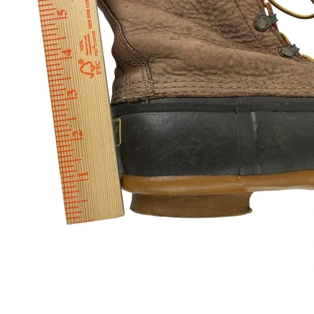 LL Bean The Bean Duck Lace Up Boots Brown Leather Rubber Size 8 Vintage Snow